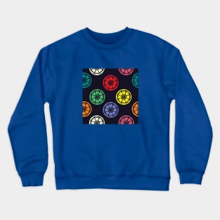 Colorful White Lotus Tile Pattern Crewneck Sweatshirt